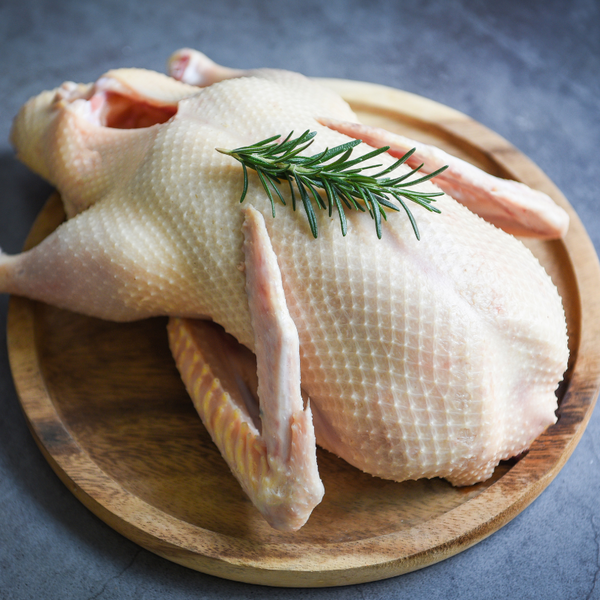 Free-range halal duck from France, whole frozen bird weighing between 1.7kg to 2kg with authentic flavor.