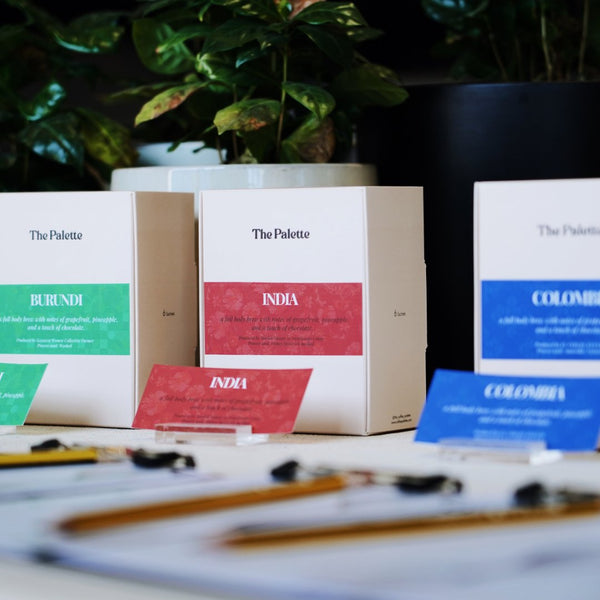 Colombian Elias & Shady Bayter coffee pour over sachets in stylish packaging, single serve specialty coffee from Colombia