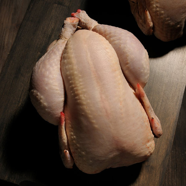 Fresh milk-fed Label Rouge chicken, 100-day free-range whole farm poultry from France, weighing 2.1-2.2kgs