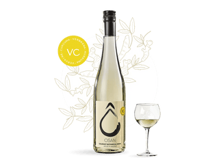 Fresh verbena and turmeric herbal drink in a modern glass bottle, alcohol-free 750ml OSAN natural beverage