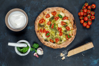 Pesto Pizza With Organic Cherry Tomatoes - Les Gastronomes