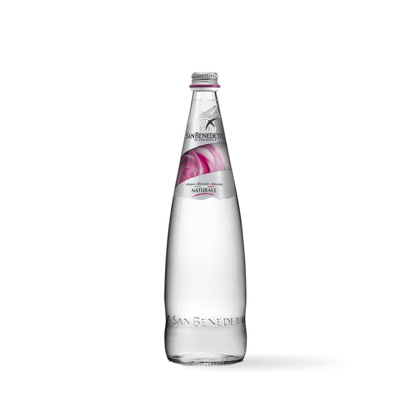 San Benedetto Prestige Rose Edition still water in elegant glass bottles, 1L size, pack of 12, premium beverage