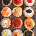 Mini blinis frozen pack of 16 pieces, perfect appetizers for serving with smoked salmon or caviar, ready to eat