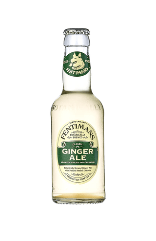 Fentimans premium ginger ale bottles, pack of 24 small 200ml glass bottles, arranged neatly for online purchase