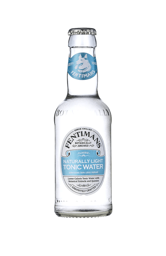 Fentimans light tonic water premium glass bottles, pack of 24 x 200ml, refreshing low-calorie mixer for gin cocktails
