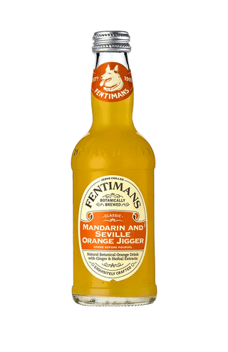Fentimans refreshing mandarin and Seville orange jigger soda in a stylish glass bottle, perfect for summer drinks
