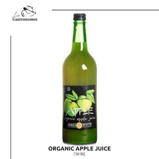Organic apple juice in a glass bottle of 750 ml, fresh natural pressed beverage, healthy drink option