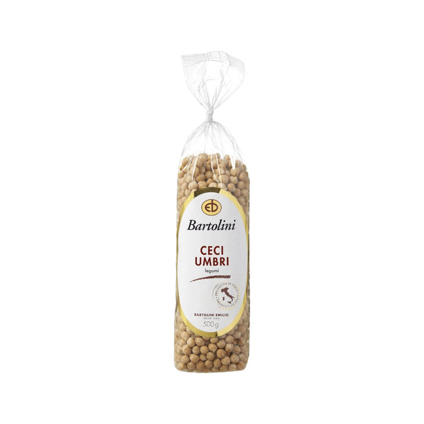Umbrian chickpeas in a simple transparent packaging showing the natural beige legumes, 500g premium quality product