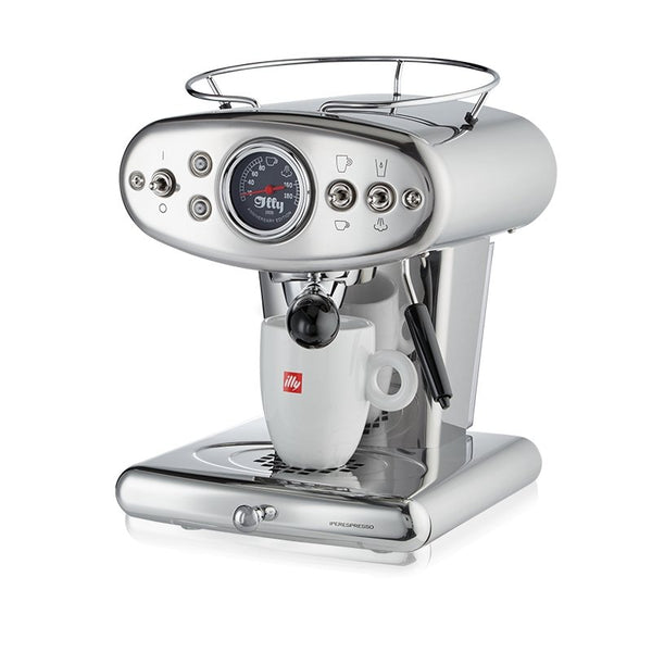 Machine à café X1 iperEspresso Anniversary 1935 en acier inoxydable élégant avec porte-filtre, design vintage luxueux