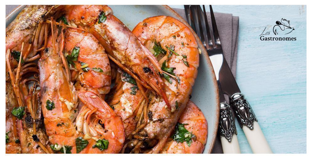 Black Tiger Prawns with Garlic & Parsley Butter - Les Gastronomes