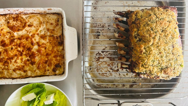 Herb Crusted Rack of Lamb and Potato Gratin - Les Gastronomes