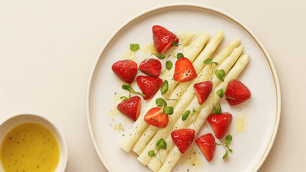 White Asparagus & Strawberry Salad - Les Gastronomes