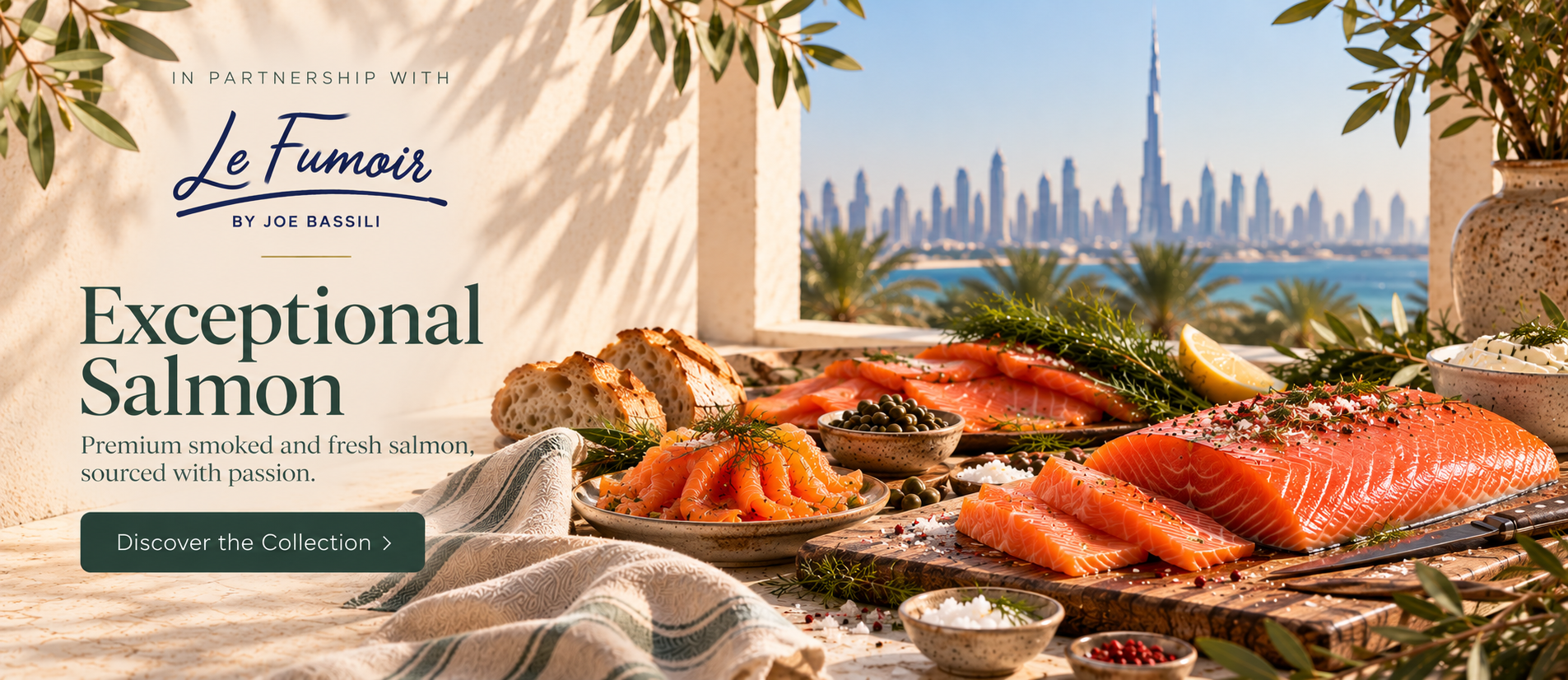 Exceptional salmon  dubai terrace feast