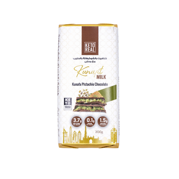 Keto Real Kunafit Milk Pistachio Chocolate Bar — 200g