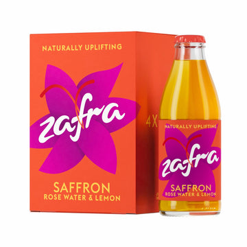 Zafra Carbonated Saffron Drink with Rose Water & Lemon — 4 x 180m