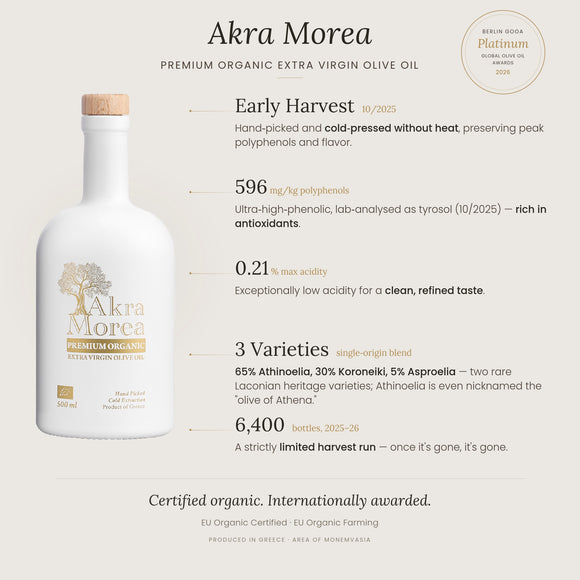Akra Morea Premium Organic Extra Virgin Olive Oil 500ml