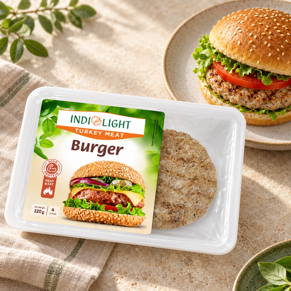 Indilight Turkey Burger Patties — 320g (4 Pieces) | Frozen — lifestyle image