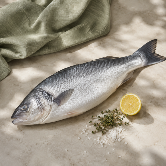 Wild Line-Caught Sea Bass 3–4kg | France | Fresh | Priced per kg — lifestyle image