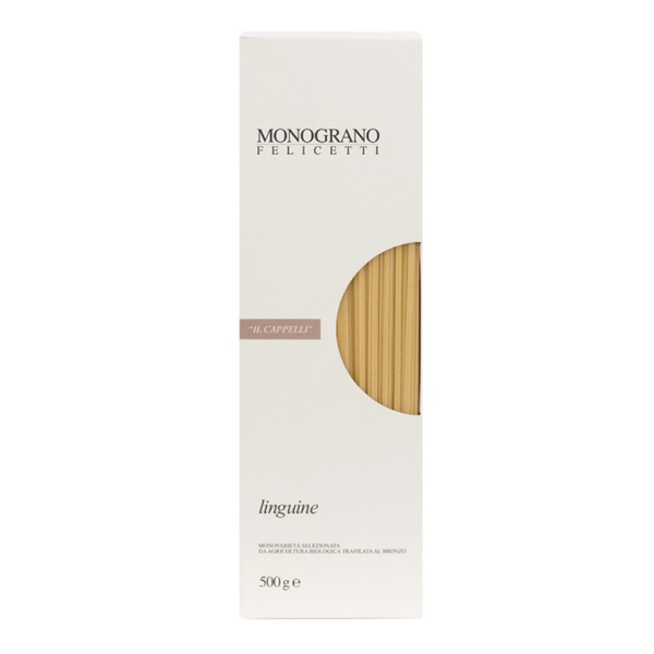 Linguine pasta made from organic il cappelli wheat, 500g pack, premium italian artisanal pasta for authentic dishes
