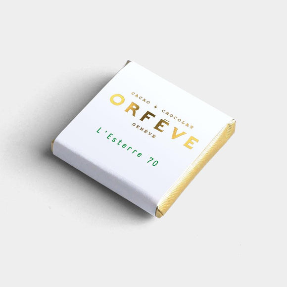 Assorted box of gourmet Orfève napolitains chocolate with 6 premium dark and milk chocolate pieces in elegant packaging