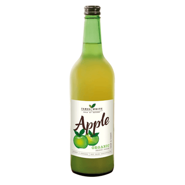 Organic apple juice in a clear 250ml bottle showing fresh, natural pressed juice made from whole apples