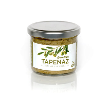 Green Tapenaz olives in 150g glass jar with fresh appearance and premium quality packaging for Mediterranean cuisine