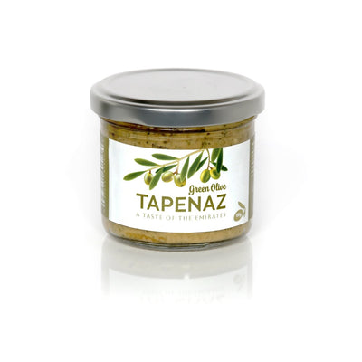 Green Tapenaz olives in 150g glass jar with fresh appearance and premium quality packaging for Mediterranean cuisine