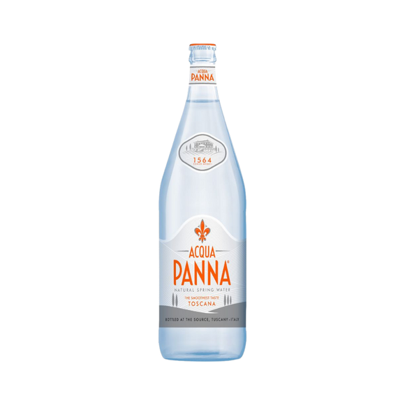 Acqua Panna natural mineral water in elegant 750ml glass bottle, perfect for fine dining and refreshment