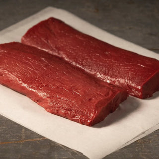 Venison shortloin steak meat cut, fresh red meat portion weighing 500-550g, premium quality game meat