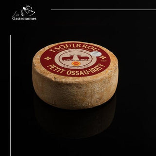 Esquirrou Ossau-Iraty premium French sheep milk cheese wheel, award-winning, 300g portion with textured rind