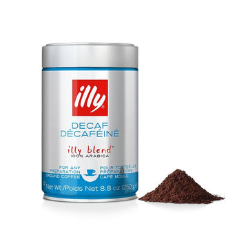 Illy ground espresso classico decaffeinated medium roast coffee with red packaging perfect for caffeine-free coffee lovers