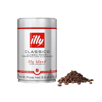 Dark roast illy intenso whole bean coffee package for espresso lovers featuring the iconic red coffee tin
