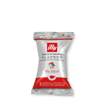 Capsule of illy iperespresso medium roast classico coffee for single-serve espresso machines displayed on shelf