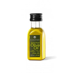 Miniatures of premium extra virgin olive oil bottles in stylish glass containers, perfect as gourmet gifts or samples