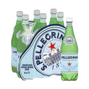 San Pellegrino sparkling mineral water pack of six 1-liter PET bottles showing refreshing natural carbonated beverage