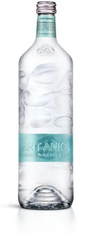 Bottles of Sant Aniol still mineral water in elegant glass packaging, 750ml, pack of 15, premium natural water