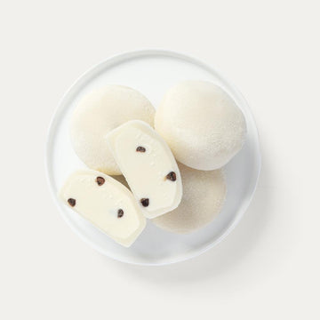 Vanilla chip mochi ice cream set with 8 pieces of sweet rice flour dessert filled with vanilla bean ice cream