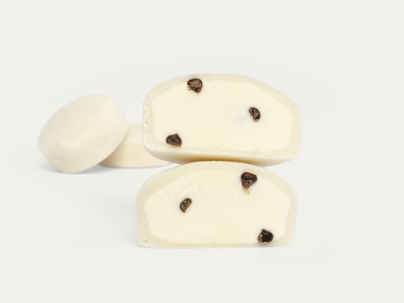 Vanilla chip mochi ice cream box with 8 delicious pieces of sweet rice cake dessert filled with creamy vanilla