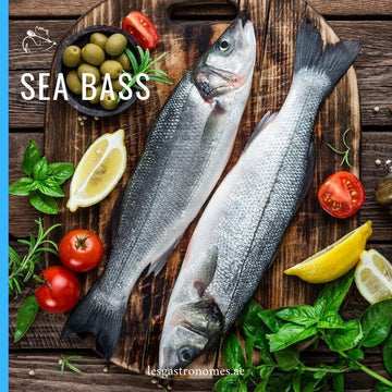 Fresh wild sea bass fish 600g to 800g on ice, perfect for grilling, showing vibrant skin and clear eyes